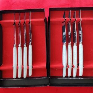 Vintage Sheffield Atkinson Brothers 8 Knifes Faux Mother of Pearl Look Handle